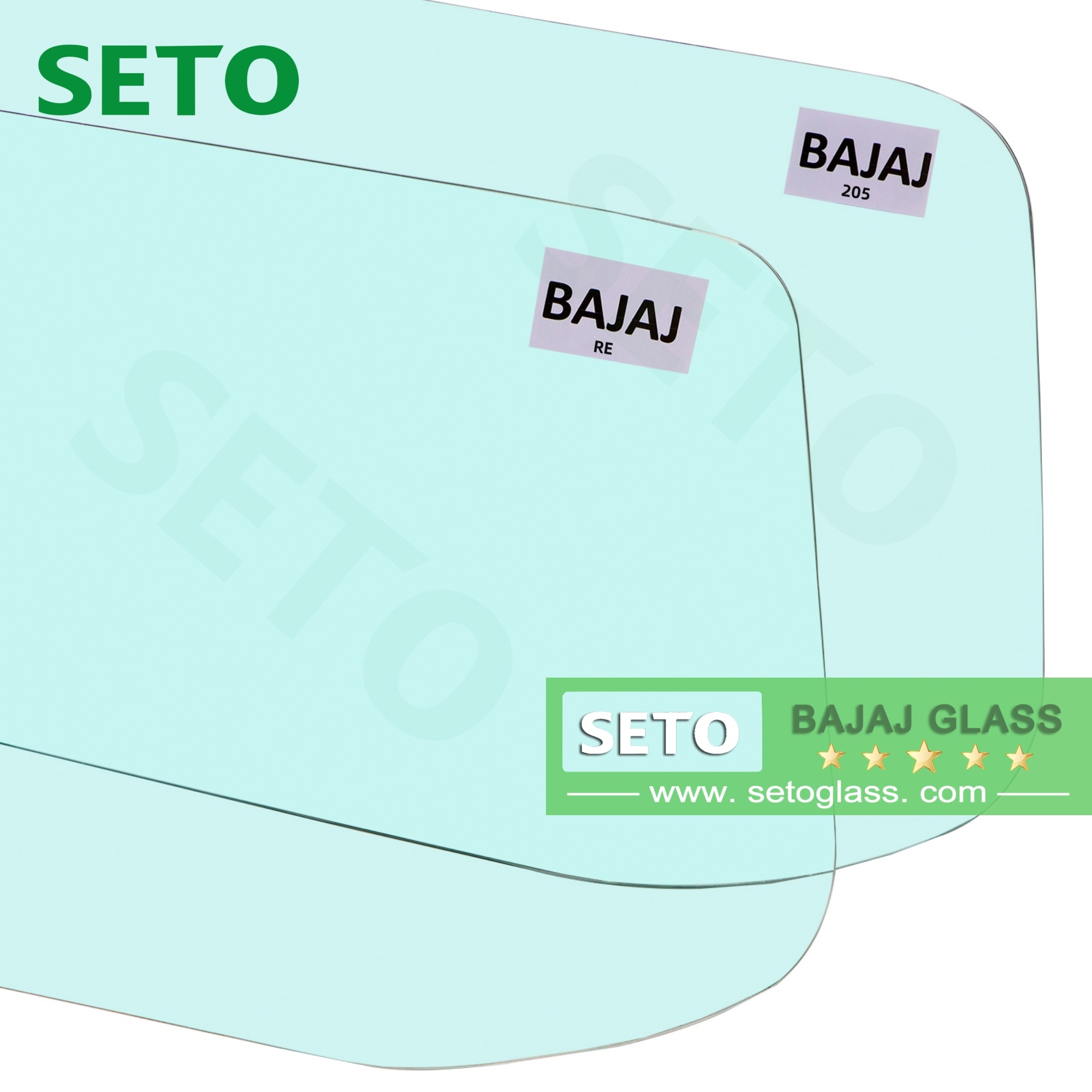 Bajaj Auto Rickshaw ส่วน Bajaj RE 205 สามล้อหน้ากระจกหน้ากระจกกระจกหน้ารถ 